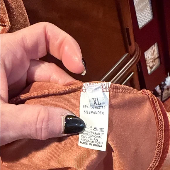 Velvet Button Down Shirt in Rust - Picture 3 of 4